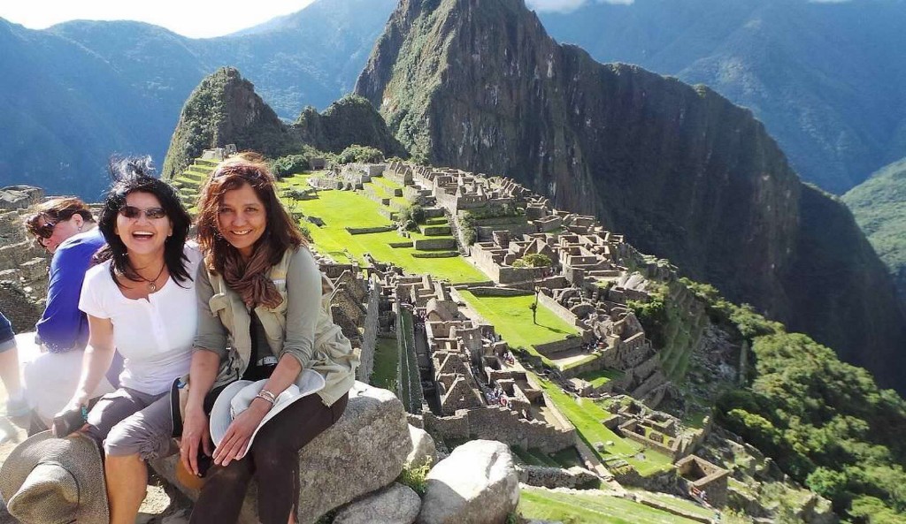 Two smiling AFS travelers at Machu Picchu, Peru